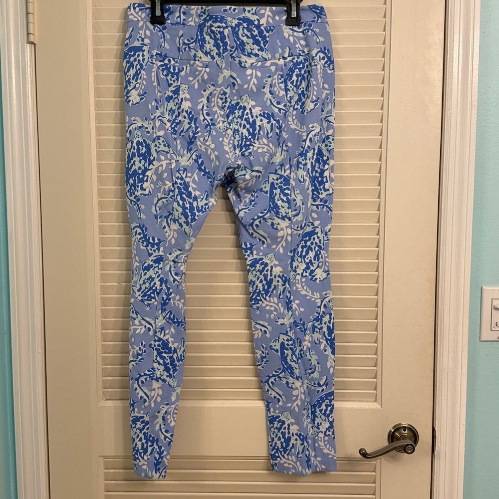 Lilly Pulitzer Kelly Knit Skinny Ankle Pants Turtley Awesome Blue Peri Size 10 - Picture 3 of 4